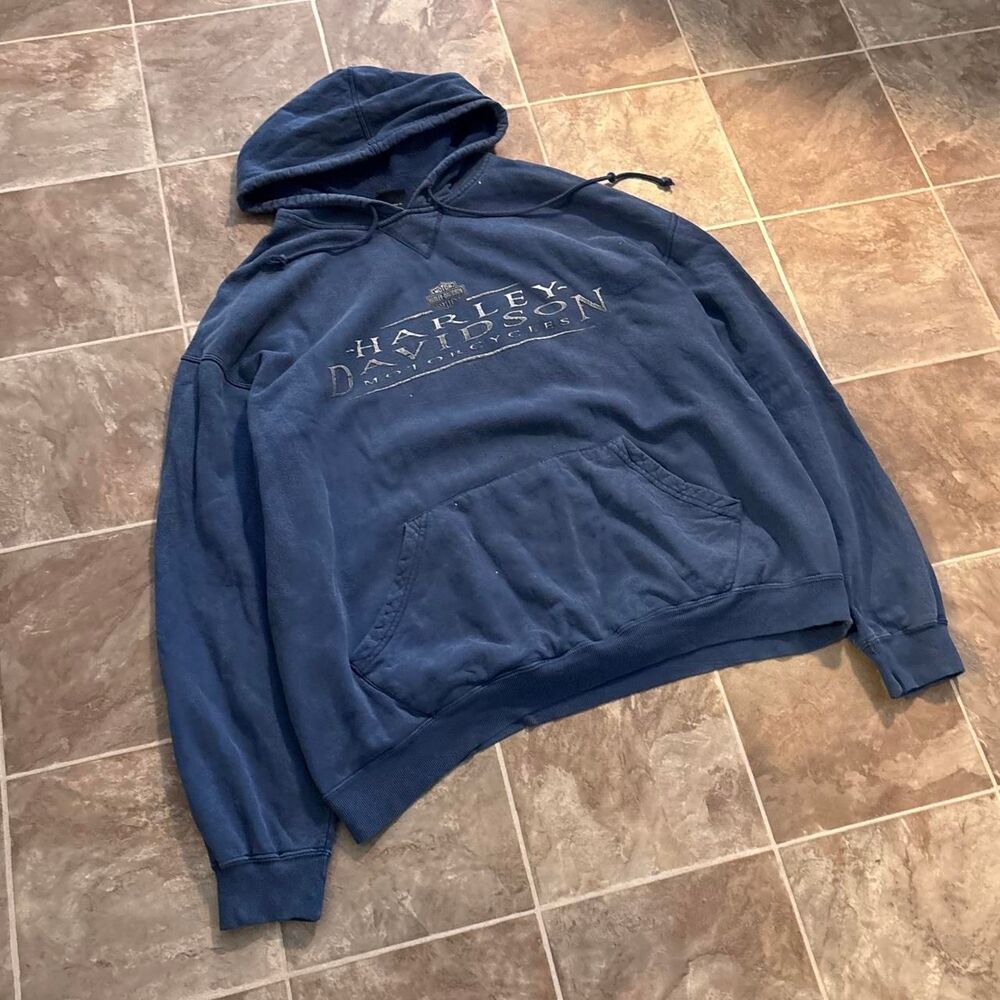 Vintage early 2000s Y2K Harley Davidson baggy Blue Hoodie, like new Size XL